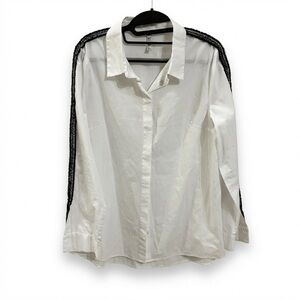 Zara TRF White Shirt with Navy Tweed Detail